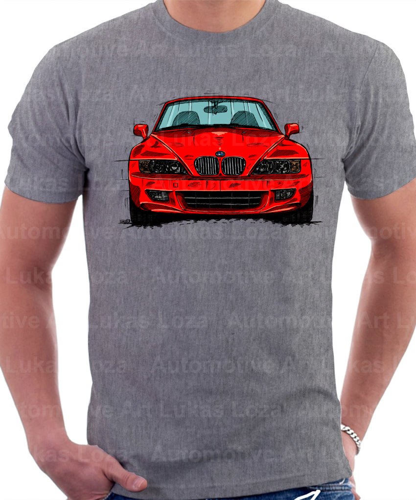 BMW Z3. T-shirt in Heather Grey Colour – Automotive Art By Lukas Loza
