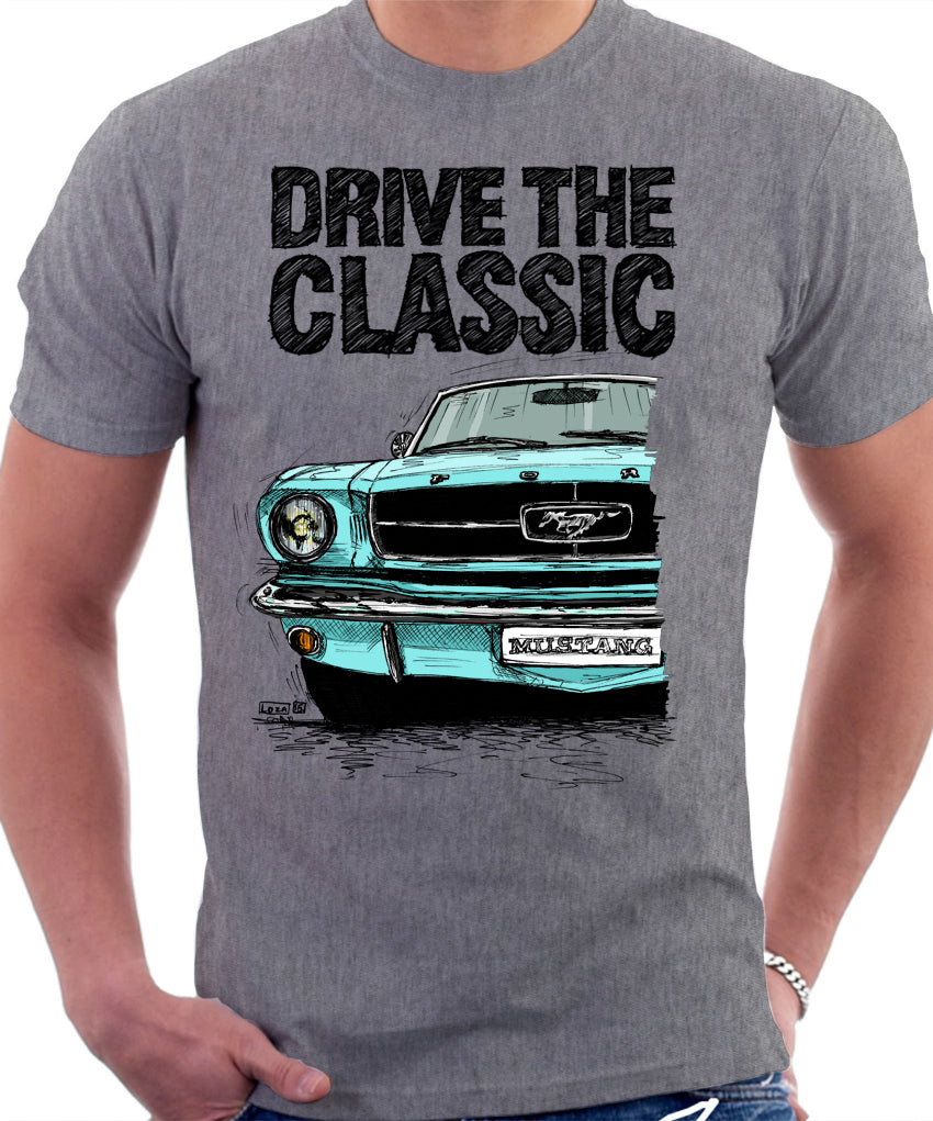 T-shirt Ford Mustang 1975 - Homme, Gris, Street Classics | Col Rond, 85% Coton, Tailles S à XXXL