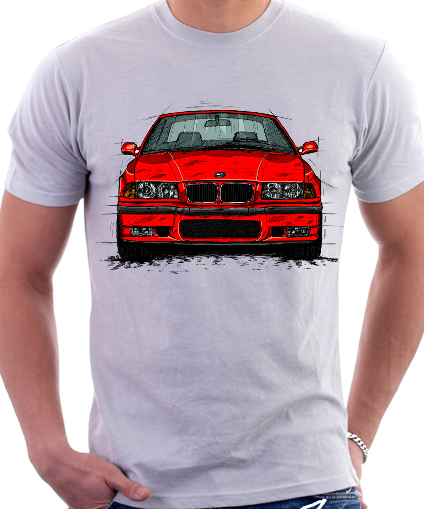 T-Shirt Grunge Uomo E36 M3 Serie 3 – Bianco, Taglia XL – 100% Cotone Con Serigrafia Frontale – Vestibilità Contemporanea