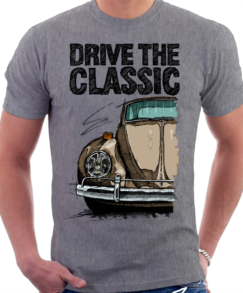 Drive The Classic VW Type 1 Beetle 60 s Model T shirt in Heather Gre Automotive Art By Lukas Loza