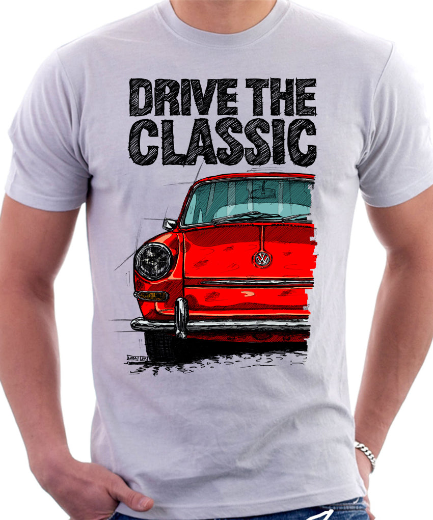 Drive The Classic VW Type 3 Early Model . T shirt in White Colour