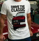 Drive The Classic Ford Capri Mk3 Black Grille T-shirt in White Colour