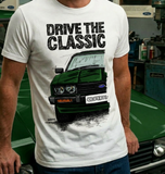 Drive The Classic Ford Capri Mk3 Black Grille T-shirt in White Colour