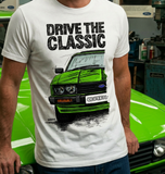 Drive The Classic Ford Capri Mk3 Black Grille T-shirt in White Colour
