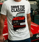 Drive The Classic Ford Capri Mk3 Black Grille T-shirt in White Colour