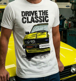 Drive The Classic Ford Capri Mk3 Black Grille T-shirt in White Colour