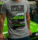 Drive The Classic Ford Capri Mk3 Black Grille T-shirt in Heather Grey Colour