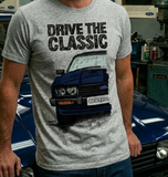 Drive The Classic Ford Capri Mk3 Black Grille T-shirt in Heather Grey Colour