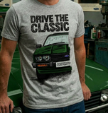 Drive The Classic Ford Capri Mk3 Black Grille T-shirt in Heather Grey Colour