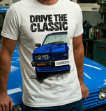 Drive The Classic Ford Capri Mk3 Colour Grille T-shirt in White Colour