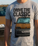 Drive The Classic Fiat Cinquecento. T-shirt in Heather Grey Colour