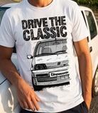 Drive The Classic Fiat Cinquecento Sporting. T-shirt in White Colour