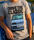 Drive The Classic Fiat Cinquecento Sporting. T-shirt in Heather Grey Colour