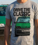 Drive The Classic Fiat Cinquecento. T-shirt in Heather Grey Colour