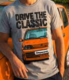 Drive The Classic Fiat Cinquecento Sporting. T-shirt in Heather Grey Colour