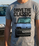 Drive The Classic Fiat Cinquecento. T-shirt in Heather Grey Colour