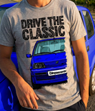 Drive The Classic Fiat Cinquecento Sporting. T-shirt in Heather Grey Colour