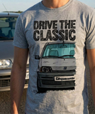 Drive The Classic Fiat Cinquecento. T-shirt in Heather Grey Colour