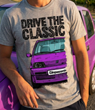 Drive The Classic Fiat Cinquecento Sporting. T-shirt in Heather Grey Colour