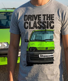 Drive The Classic Fiat Cinquecento. T-shirt in Heather Grey Colour