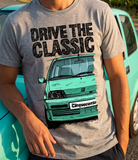 Drive The Classic Fiat Cinquecento Sporting. T-shirt in Heather Grey Colour