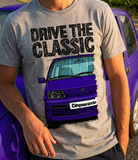 Drive The Classic Fiat Cinquecento Sporting. T-shirt in Heather Grey Colour