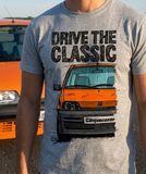 Drive The Classic Fiat Cinquecento. T-shirt in Heather Grey Colour