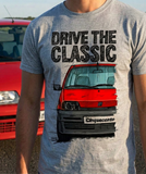 Drive The Classic Fiat Cinquecento. T-shirt in Heather Grey Colour