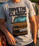 Drive The Classic Fiat Cinquecento Sporting. T-shirt in Heather Grey Colour