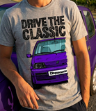 Drive The Classic Fiat Cinquecento Sporting. T-shirt in Heather Grey Colour