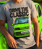 Drive The Classic Fiat Cinquecento Sporting. T-shirt in Heather Grey Colour