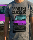 Drive The Classic Fiat Cinquecento. T-shirt in Heather Grey Colour