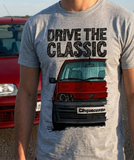 Drive The Classic Fiat Cinquecento. T-shirt in Heather Grey Colour