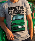 Drive The Classic Fiat Cinquecento Sporting. T-shirt in Heather Grey Colour