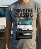 Drive The Classic Fiat Cinquecento. T-shirt in Heather Grey Colour