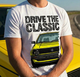 Drive The Classic VW Golf Mk2 Early Model. T-shirt in White Colour