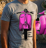Ride The Classic Vespa. T-shirt in Heather Grey Colour