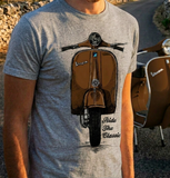 Ride The Classic Vespa. T-shirt in Heather Grey Colour