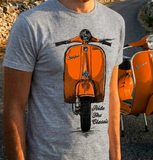 Ride The Classic Vespa. T-shirt in Heather Grey Colour