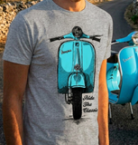 Ride The Classic Vespa. T-shirt in Heather Grey Colour