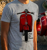 Ride The Classic Vespa. T-shirt in Heather Grey Colour