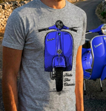 Ride The Classic Vespa. T-shirt in Heather Grey Colour