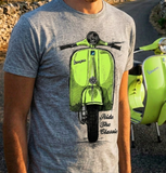 Ride The Classic Vespa. T-shirt in Heather Grey Colour