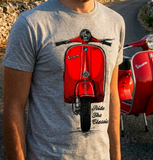 Ride The Classic Vespa. T-shirt in Heather Grey Colour