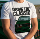 Drive The Classic VW Golf Mk2 GTI Early Model. T-shirt in White Colour