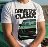 Drive The Classic VW Golf Mk2 GTI Early Model. T-shirt in White Colour