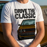 Drive The Classic VW Golf Mk2 GTI Early Model. T-shirt in White Colour