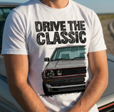 Drive The Classic VW Golf Mk2 GTI Early Model. T-shirt in White Colour