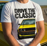 Drive The Classic VW Golf Mk2 GTI Early Model. T-shirt in White Colour
