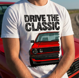 Drive The Classic VW Golf Mk2 GTI Early Model. T-shirt in White Colour